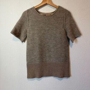 Chloe Silver Brown Wool Blend Short Sleeve Knit Sweater Women's Size Small